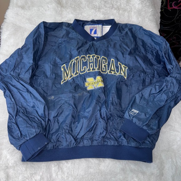 Vintage Logo 7 Michigan Wolverines Pullover Jacket NCAA College - Picture 1 of 6